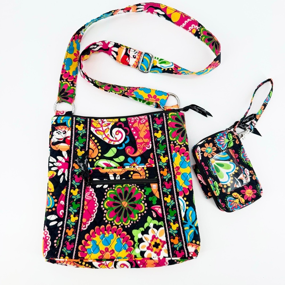NWOT Vera Bradley Disney Midnight With Mickey Hipster Crossbody Bag Wristlet Set